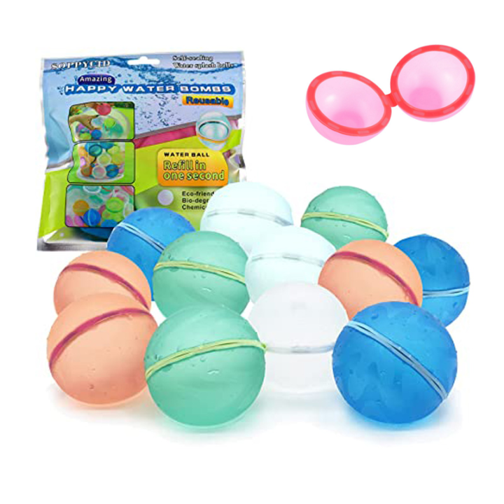 6PCS Water Bomb Splash Balls Reusable Absorbent Water Balloons Outdoor