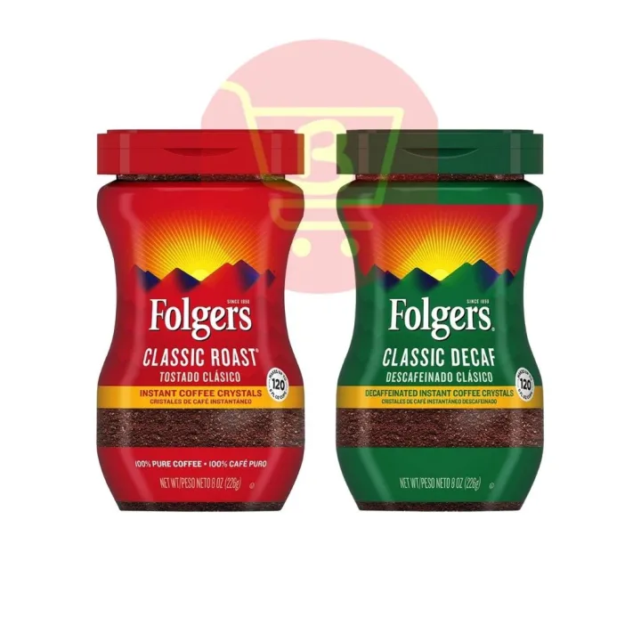 Folgers Instant Coffee 226g (Classic Roast Classic Decaf)☁ Lazada PH