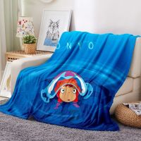 Custom 3D Anime Blanket Ponyo on The Cliff Flannel Soft Warm Blanket Cute Kid Bedding Bed Cover for Sofa Bed Couch Travel Office