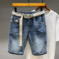 2023 Summer Slim Straight Stretch Denim Shorts for Men Clothing Casual Classic Solid Color Pants Short Jeans Streetwear