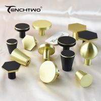 TENCHTWO Round Gold Brass Dresser Knobs Kitchen Cupboard Drawer Pulls Cabinet Door Black Copper Handles Furniture Hardware Door Hardware Locks