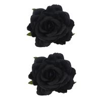 2X Silk Flower Hair Clip Brooch Wedding Corsage Flower Clip 8cm Brooch Accessory - Black