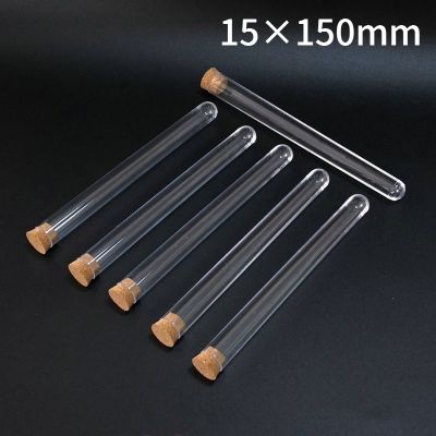 【CW】☞◐  100pcs/lot lab 15x150mm clear plastic test with cork u-shape bottom wooden stoppers