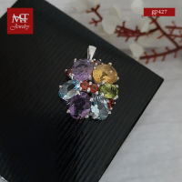 MT จี้พลอยแท้ ทัวร์มาลีน หลากสี (Multi-Color Tourmaline) ตัวเรือนเงินแท้ ชุบทองคำขาว (gp427) MT Jewelry มณีธารา