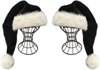 Black Santa Hat -   Black And White Xmas Christmas Hat Pack 2 Pcs