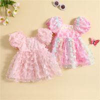 Kids Girls Summer Tulle Princess Dresses Puff Sleeve 3D Butterfly Sweet Dress Children Mesh Puffy Birthday Party Vestidos  by Hs2023