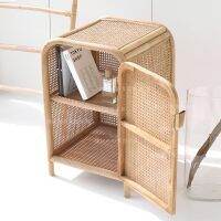 Spot parcel post Rattan Small Cabinet Japanese Style Simple Bedside Table Side Cabinet ins Wind Bed &amp; Breakfast Mini Storage Locker