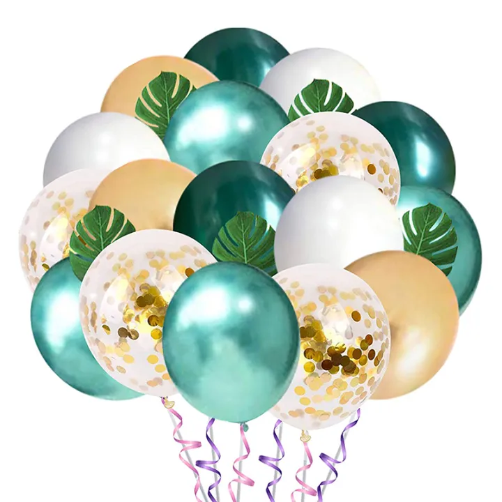 Miss Lan】Birthday Balloons Decorations 12 Inch Green White Gold Latex  Balloons with Palm Leaves for Baby Shower Tropical Decoration Birthday  Party Background Decorations | Lazada PH