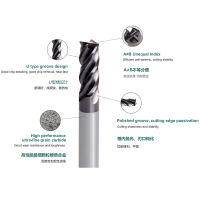 # คาร์ไบด์มุมรัศมี End Mill สำหรับสแตนเลส303 304 316L ที่มี PVT AlCrN เคลือบชีวิตยาว