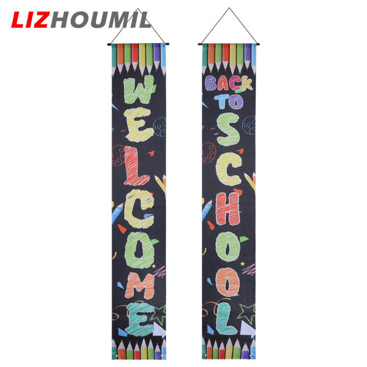 lizhoumil-แบนเนอร์ต้อนรับกลับโรงเรียน1คู่-อุปกรณ์ประกอบฉากสำหรับตกแต่งห้องเรียนชั้นประถมศึกษาปีที่1