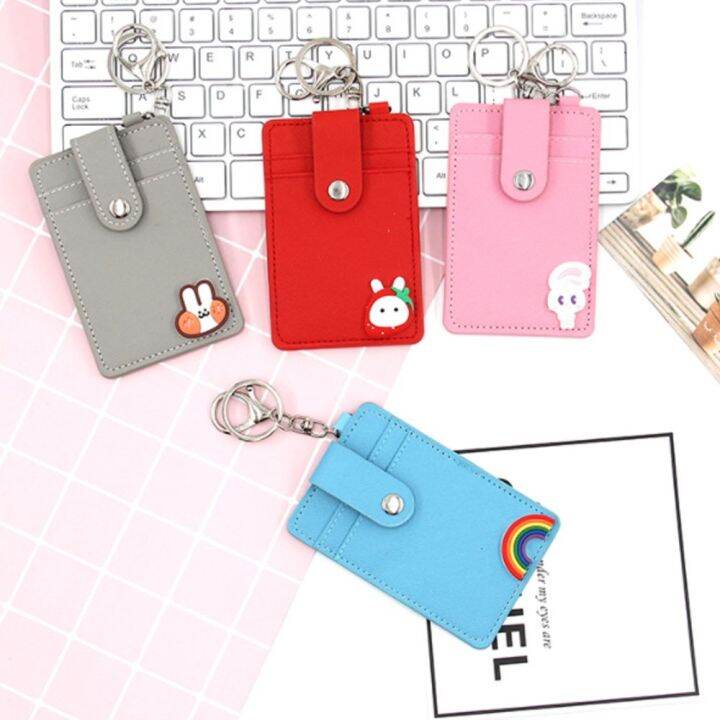 Jannersati Slim Cute Cartoon Card Holder With Keychain Cards Pouch Case ...