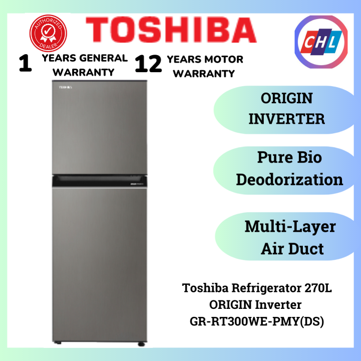 TOSHIBA (Ready Stock) 270L REFRIGERATOR WITH ORIGIN INVERTER GR-RT300WE ...