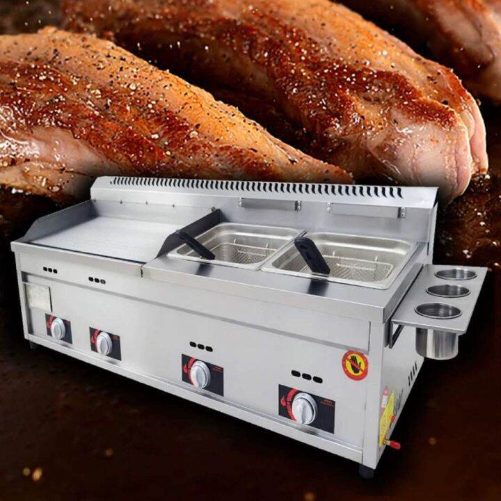 Gas Griddle Fryer AllInOne Machine Commercial Pancake Maker Grilled