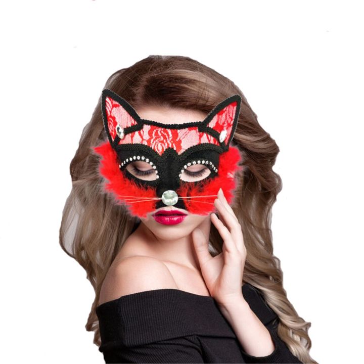 ตาแมวสีดำลูกไม้ผู้หญิงหญิงสาวสำหรับหมวกคุมผมหูกระต่ายซีทรูคอสเพลย์แมวผู้หญิงแมว