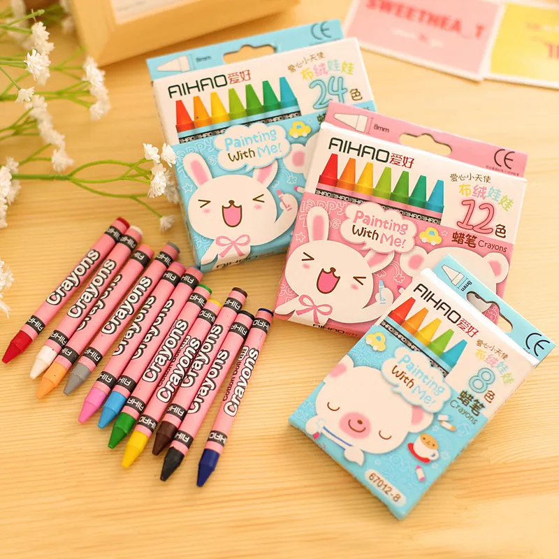 Crayons Creative Cartoon 8/12/24 Colors Drawing Non-Toxic Oil Pastels Kids  Student Pastel Pencils