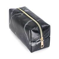 Black Marble Pencil Case for Girls Boys Pencilcase Makeup Storage Supplies Big Cosmetic Bag Leather Pencil Box School Tools