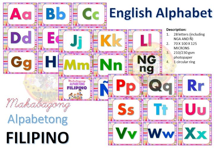 English Alphabet | Makabagong Alpabetong Filipino| 28 Cards Flashcards ...