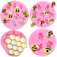 3D Bumble Bee Silicone Mold Honeycomb Bees Fondant Mold Flower Cake Decorating Tools DIY Cupcake Topper Candy Chocolate Moulds Bread Cake  Cookie Acce