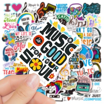 【CW】◊☫✢  10/30/50pcs Motivational Music Notes Stickers Inspirational Phrases Decals Scrapbook Suitcase Fridge Skateboard Sticker