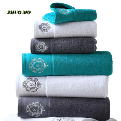 Luxury Embroidered Cotton Bath Towel Bathroom Gift For s Super Absorbent Large Shower For Home Ho White Gray Beach Towel