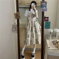 เสื้อผ้าแฟชั่นสำหรับสุภาพสตรี New summer wind han edition bear tooling straps dress suit female students joker choli tide