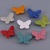 ۞┇♛ 1x vintage Chest drawer knobs Ceramic butterfly kitchen cabinet handle Kids dresser cupboard Wardrobe door Pull