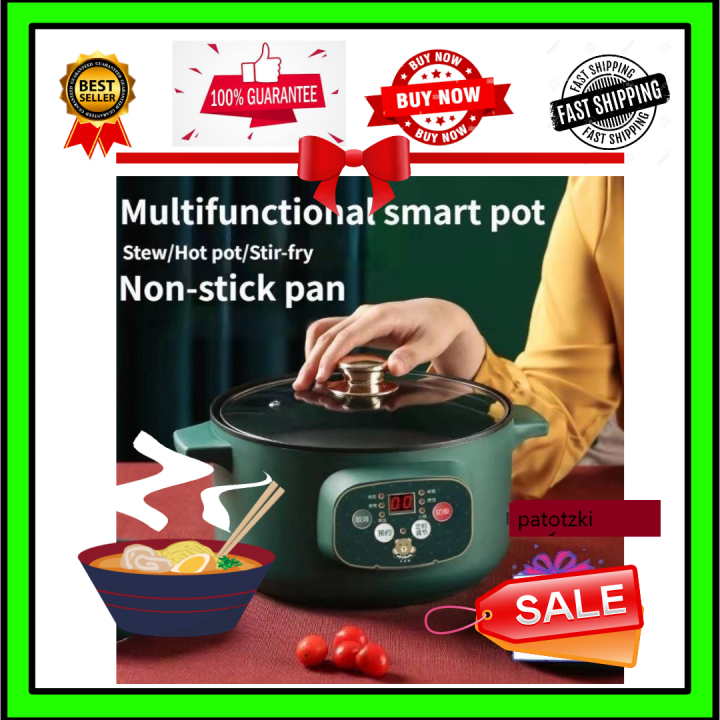Multifunctional Smart Timing Electric Skillet Cooker with Lid Non