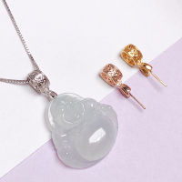 Jade Buddha Oblique Hole Button Head Pendant Clip Buckle Sterling Silver Connection Buckle Jade Guanyin Jade Pendant Necklace Button Accessories IP66 IP66