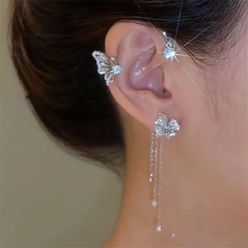 Source Korean Exquisite High Sparkling 1pcs Zircon Leaf Gold Plated Ear  Climber Cuff Stud Earrings for Women 2022 Trendy Jewelry on m.