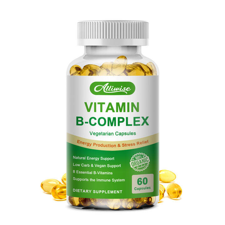 ALLIWISE Vitamin B Complex B1, B2, B3, B5, B6, B7, B9, B12 Vegan