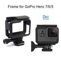 กรอบ สำหรับ GoPro Hero 7/6/5 Housing เปลือกป้องกันขอบเคสสำหรับ Hero 7/6/5 สีดำอย่างรวดเร็วซิปและสกรูที่เคลื่อนย้าย (สีดำ)