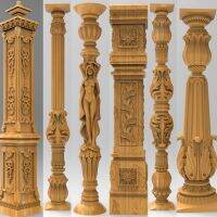 6pcs 3D STL Model Balusters and Columns for CNC Router Engraver Carving Aspire Artcam 3D Printer Files decor Column