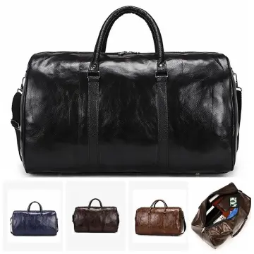 Mens black leather sales travel bag