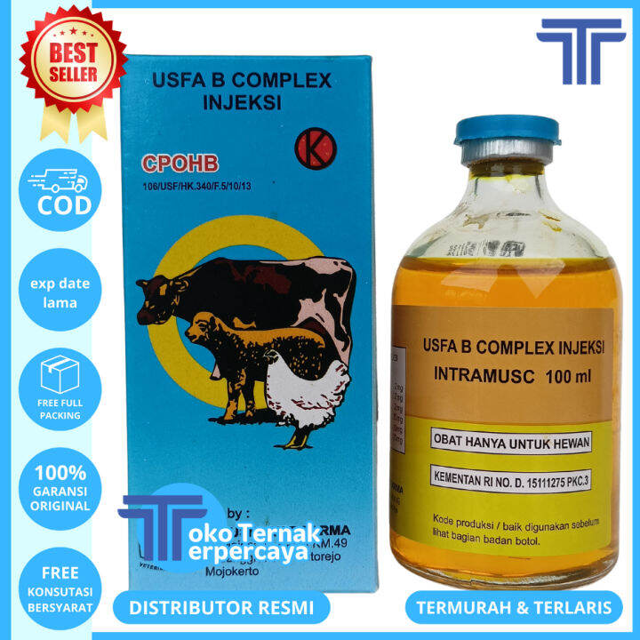 USFA B COMPLEX INJEKSI 100 ML- VITAMIN B KOMPLEKS 100 ML HEWAN TERNAK ...