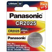 Panasonic CR2025 (5 ก้อน) ECR2025 2025 ถ่านกระดุมลิเธียมเซลล์แบบเหรียญ 3 โวลต์ 3 โวลต์