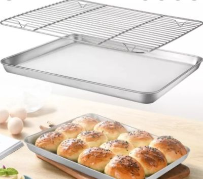 ตระแกรงพักขนมอบ ตะแกรงพักเค้ก Cooling Rack ตะแกงพักขนม ขนาด 26x19.5 cm ตะแกงพักเค้ก ตะแกงพักของทอด ตะแกรงสแตนเลส ตะแกรงพักขนม ตะแกรงพักทอด