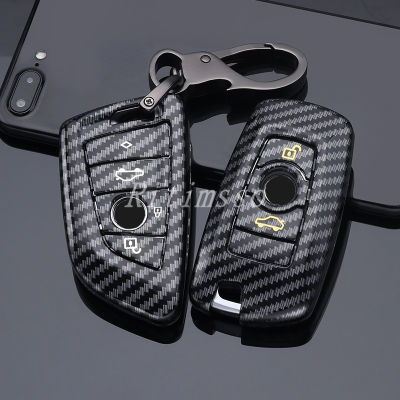 Carbon Fiber ABS Car Key Case For BMW F21 F22 F35 F30 F07 F06 F25 F26 F80 Remote Protector Cover Keychain Bag Auto Accessories