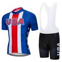 2022 Team USA Cycling Jersey Set MTB Bike Wear Shorts Suit Ropa Ciclismo Mens Summer Quick Dry Bicycle Clothing Maillot Culotte