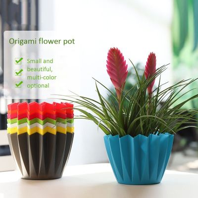 Origami Bunga หม้อ Berkebun Hiasan Kreatif Tumbuhan Periuk Periuk Bunga Cachepot สำหรับ Bunga Plastik Pasu เรซิ่น