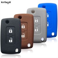 Kirtlandi Silicone Key Holder Cover Case Keychain Skin For Mitsubishi Pajero IV Lancer Outlander 2 Button Car Key Case Shell Bag