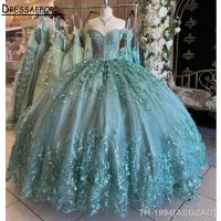 ♧♀ AEOZAD Vestido de baile com apliques frisados vestidos Quinceanera lantejoulas doces 16 15 anos 2023