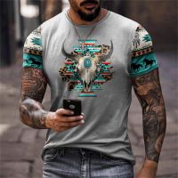 Denim Printing Mens T-shirt Vintage Totem Shirt For Male Summer O Neck Sweatshirt Daily Cheap Short Sleeve Tops 3D Print Tees