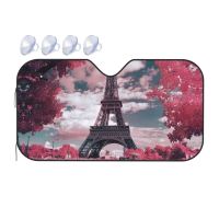 Paris Eiffel Tower Printed Car Windshield Sunshade Car Sun Visor Front Windshield Sun Shade Universal Foldable Sun Shield