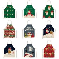 Merry Christmas Apron for Women Christmas Decorations for Home Kitchen Accessories Natal Navidad 2023 New Year Christmas Gifts Aprons