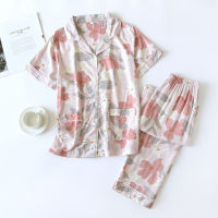 JULYS SONG 2pcs Womens Pajamas Sets Viscose Female Sleepwear Floral Printed Fashion Homewear Ladies Elegant Pyjama Nightwear