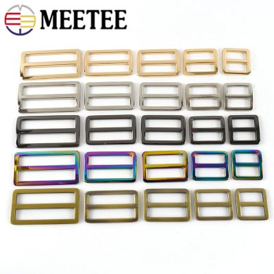 ：“{—— Meetee 10Pcs 13-50Mm Bag Strap Metal Buckles Slider Tri-Gilde Buckle Clothes Belt Weing Adjuster Ring Clasp DIY Bags Accessory