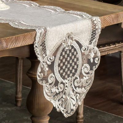 Suede Lace Table Runners Tablecloth hollow Style Bed Plush Runner Beige TV Cabinet Cover Towel Wedding Centerpieces for Tables