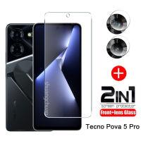 2in ภาพยนตร์กระจกเทมเปอร์1เรื่องสำหรับ Tecno Pova 5 Pro Pova 5ภาพยนตร์ปกป้องหน้าจอกระจกเทมเปอร์กระจกนิรภัยใส9ชั่วโมง + ปกป้องหน้าจอป้องกันหน้าจอเลนส์