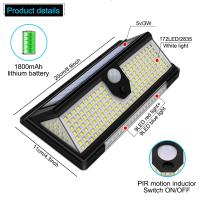 190 LED Solar Lights Outdoor Solar Lamp with PIR Motion Sensor Alert Flashing Waterproof Warning Light for Courtyard Garden Yard