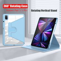 For 360° Rotation Leather Case For Xiaomi Pad 5 5 Pro 11" 2021 Folio Stand Transparent Acrylic PC Cover Shockproof Cover Xiaomi MiPad 5 Pro